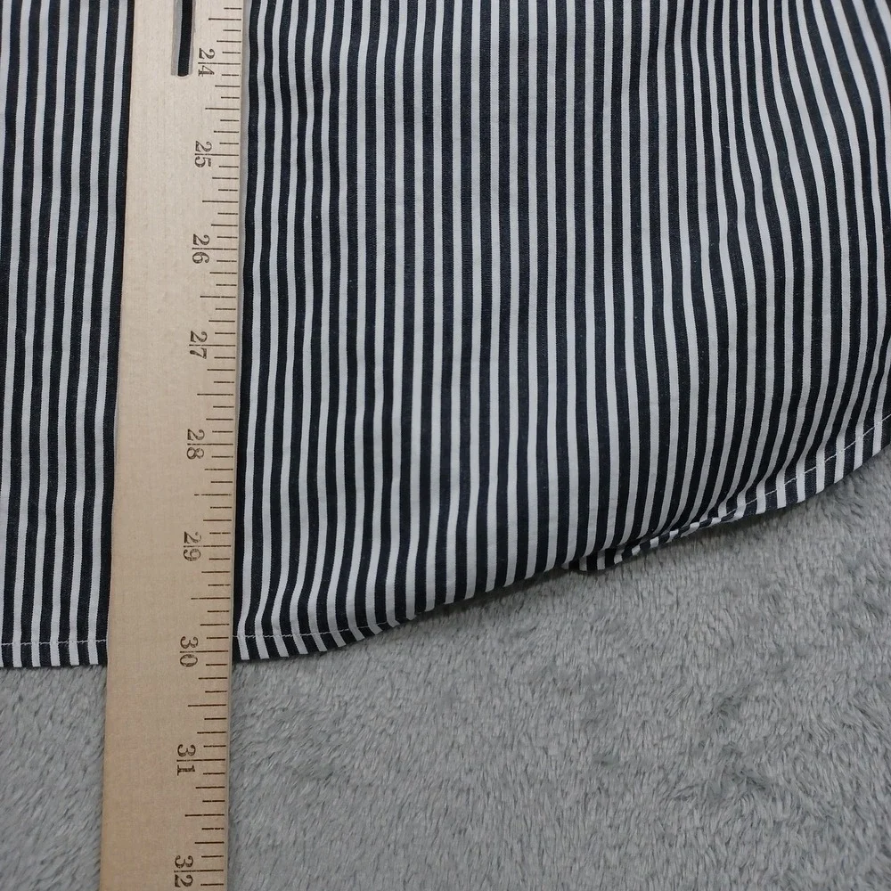 Ralph Lauren Shirt Mens Medium Black Striped Classic Fit Cotton Long Sleeve